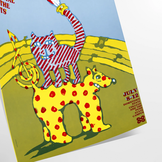 charm vintage Festival Arts poster rich green blue hues captivating wall art perfect gift unique addition home decor unframed options versatile choice space