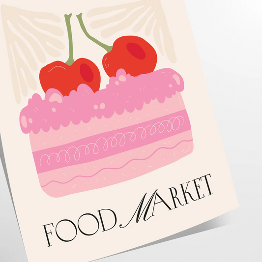 kitchen space vibrant food market poster striking black orange design captivating wall art piece perfect gift home decor various print dimensions A4 cm A0