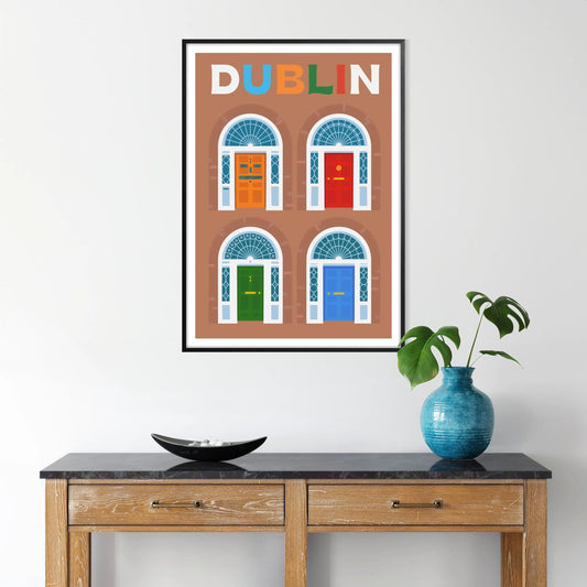 charm Dublin vibrant green blue poster space stunning wall art essence Ireland capital ideal gift lovers culture travel sizes A4 cm A0