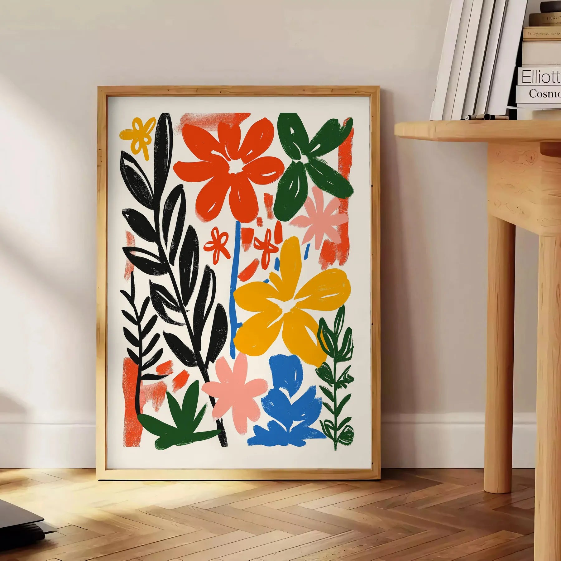 space vibrant botanical poster lush green warm orange hues exquisite wall art print nature charm indoors ideal gift occasion sizes A4 cm A0