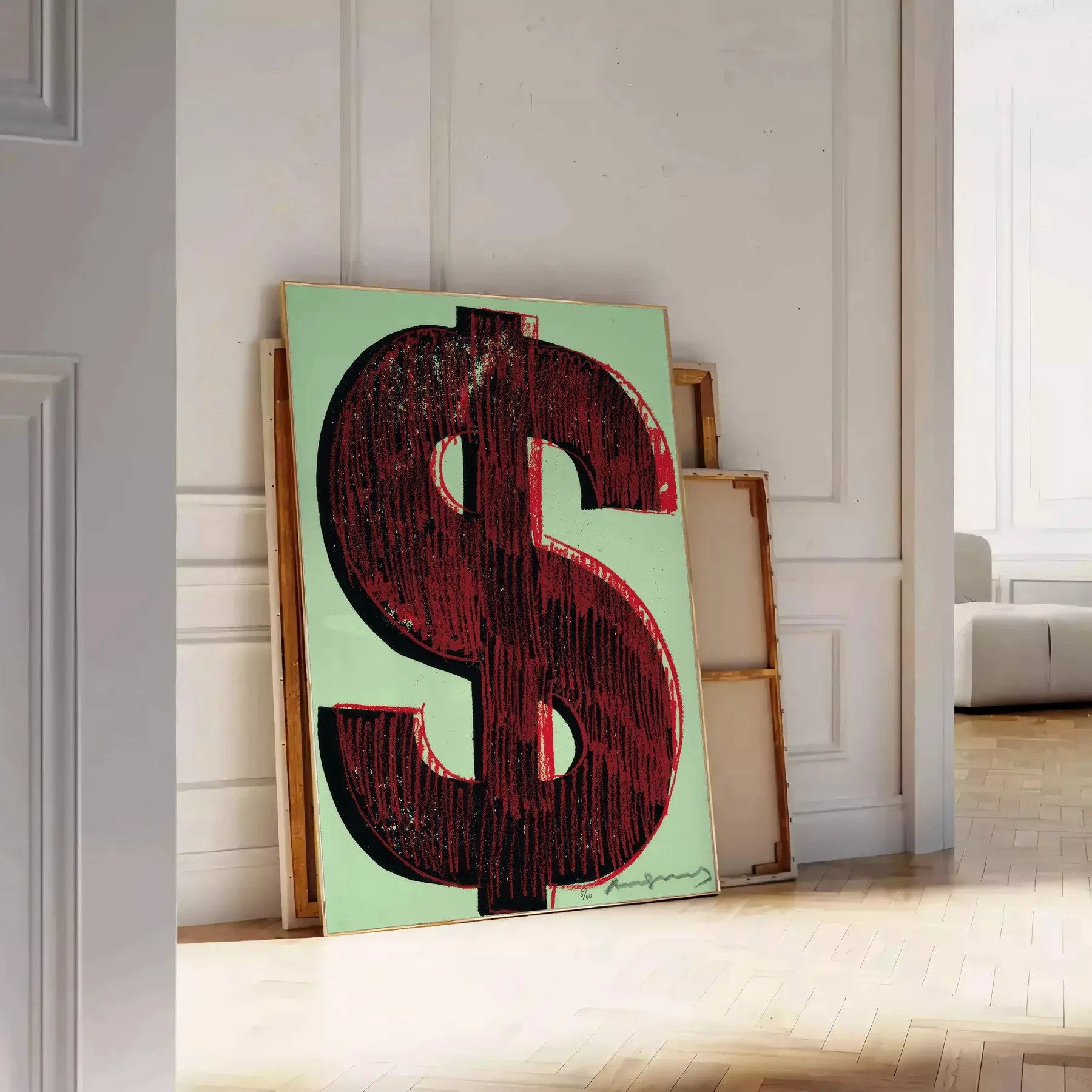 space Dollars poster dynamic black green modern decor eye wall art ideal gift framed unframed options style