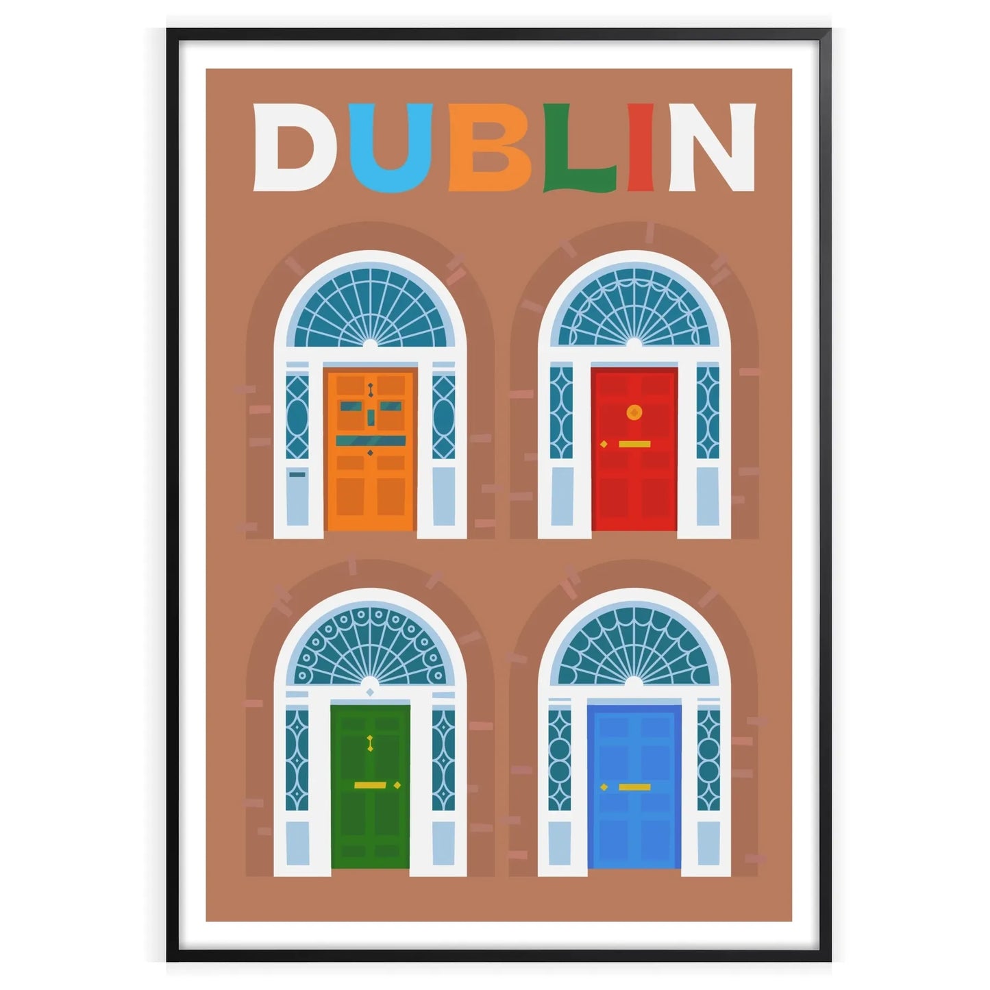 charm Dublin vibrant green blue poster space stunning wall art essence Ireland capital ideal gift lovers culture travel sizes A4 cm A0