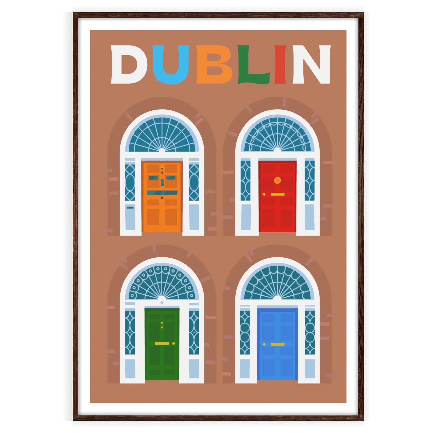 charm Dublin vibrant green blue poster space stunning wall art essence Ireland capital ideal gift lovers culture travel sizes A4 cm A0