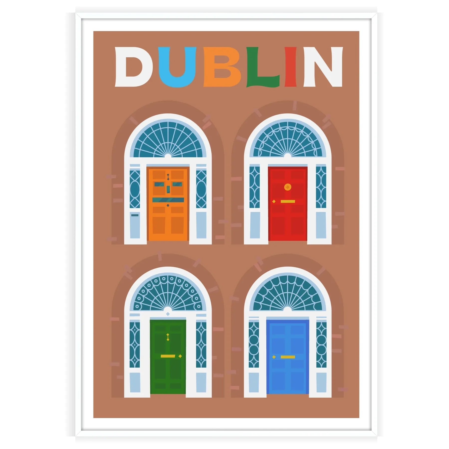 charm Dublin vibrant green blue poster space stunning wall art essence Ireland capital ideal gift lovers culture travel sizes A4 cm A0