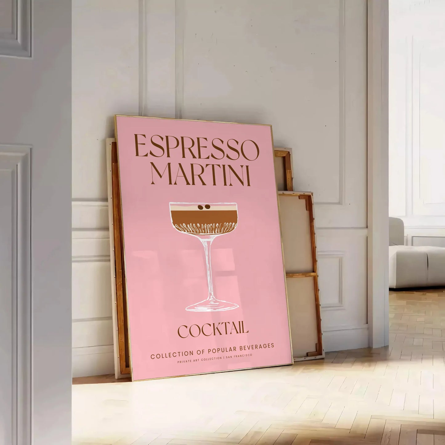 space stunning Espresso Martini Cocktail Art Poster rich brown refreshing green hues wall unique gift print essence modern elegance unframed selections