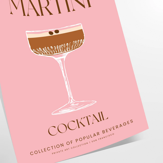 space stunning Espresso Martini Cocktail Art Poster rich brown refreshing green hues wall unique gift print essence modern elegance unframed selections