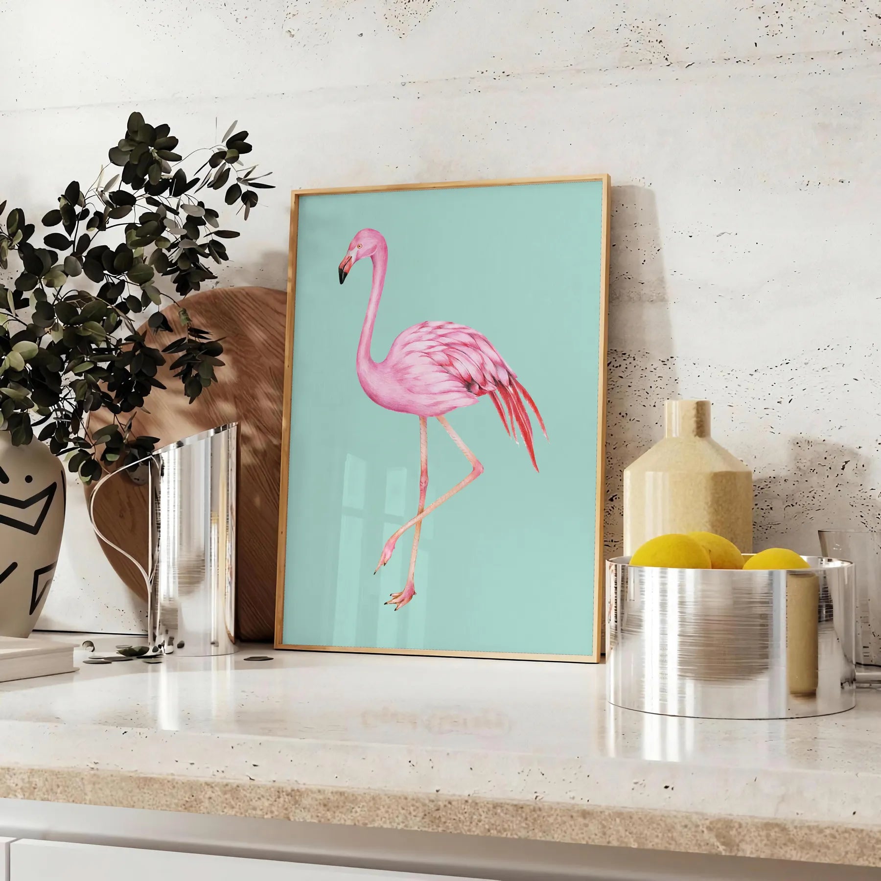 elegance Flamingo Animal Art Poster striking black orange palette wall unique gift captivating print stylish flair space various sizes A4 cm A0