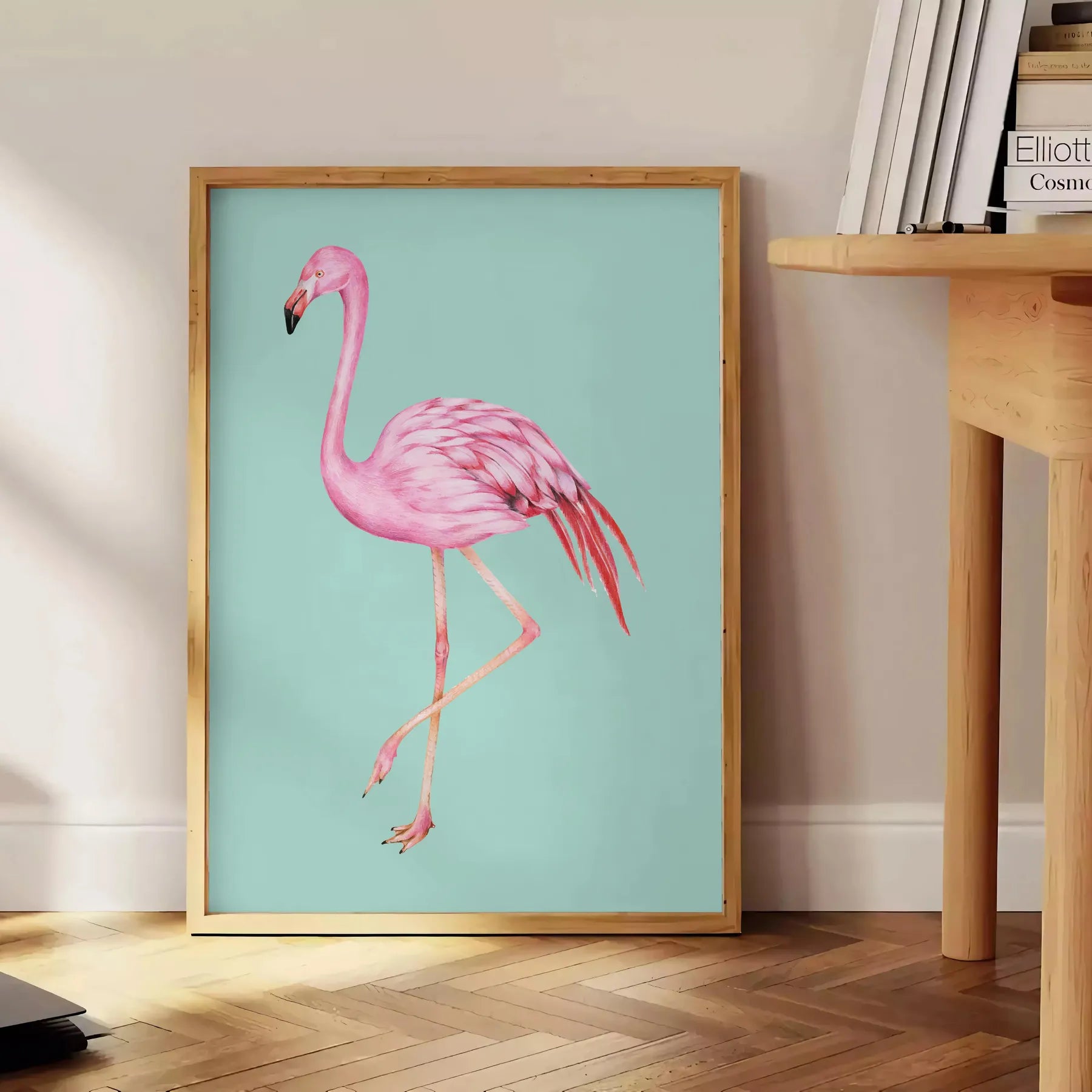 elegance Flamingo Animal Art Poster striking black orange palette wall unique gift captivating print stylish flair space various sizes A4 cm A0