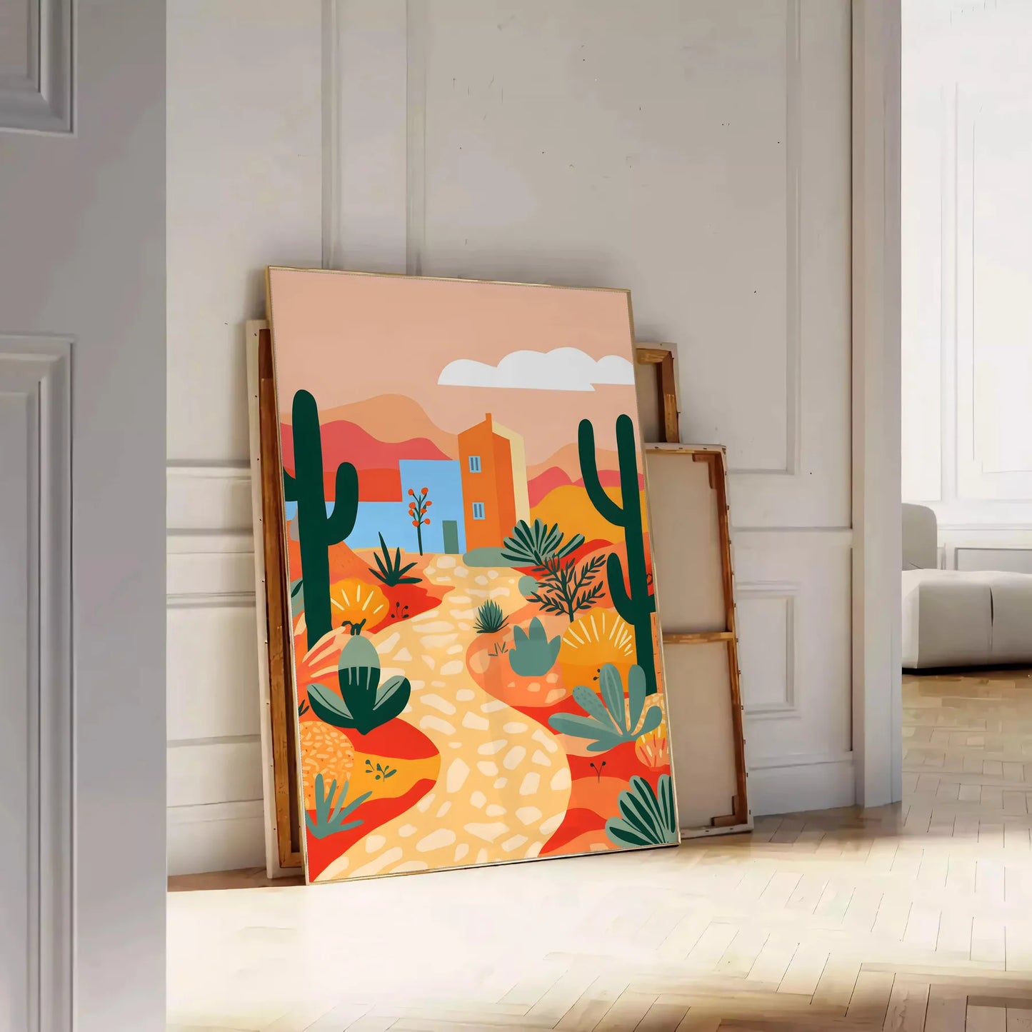 touch nature beauty space Flower Market Poster trendy green orange hues captivating wall art perfect decor ideal artwork gift vibrant print available standalone piece style