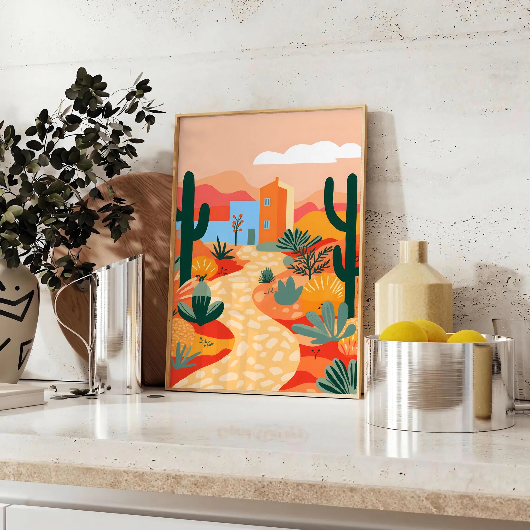 touch nature beauty space Flower Market Poster trendy green orange hues captivating wall art perfect decor ideal artwork gift vibrant print available standalone piece style