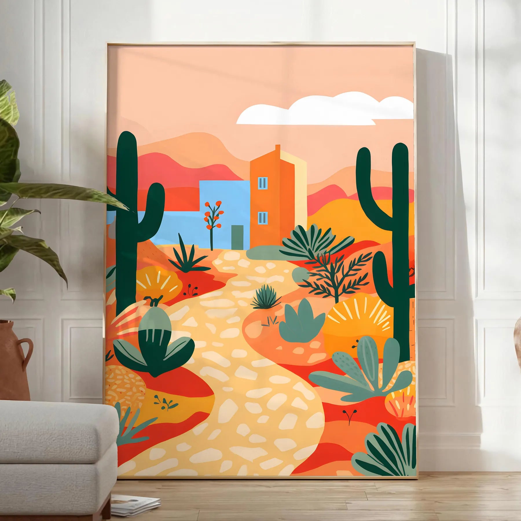 touch nature beauty space Flower Market Poster trendy green orange hues captivating wall art perfect decor ideal artwork gift vibrant print available standalone piece style