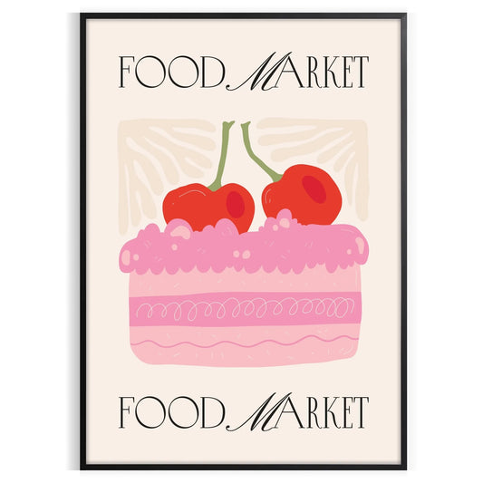 kitchen space vibrant food market poster striking black orange design captivating wall art piece perfect gift home decor various print dimensions A4 cm A0