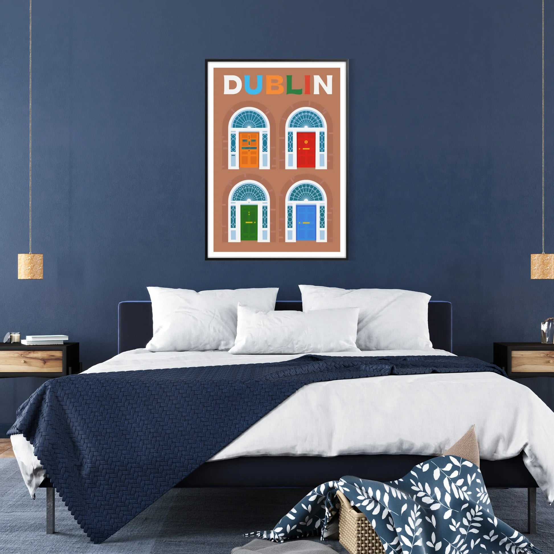charm Dublin vibrant green blue poster space stunning wall art essence Ireland capital ideal gift lovers culture travel sizes A4 cm A0