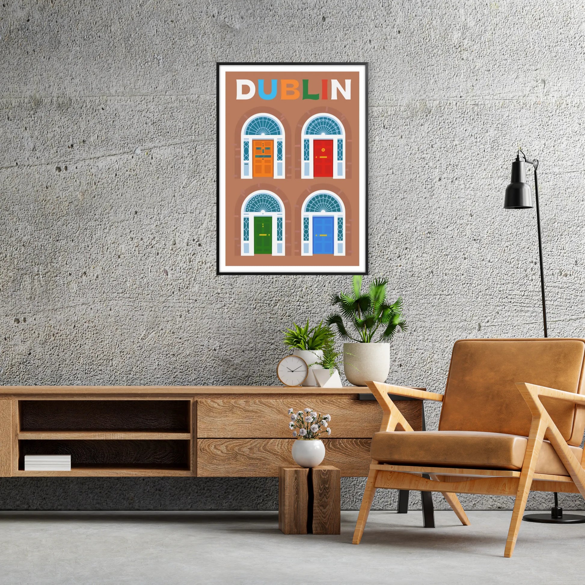 charm Dublin vibrant green blue poster space stunning wall art essence Ireland capital ideal gift lovers culture travel sizes A4 cm A0